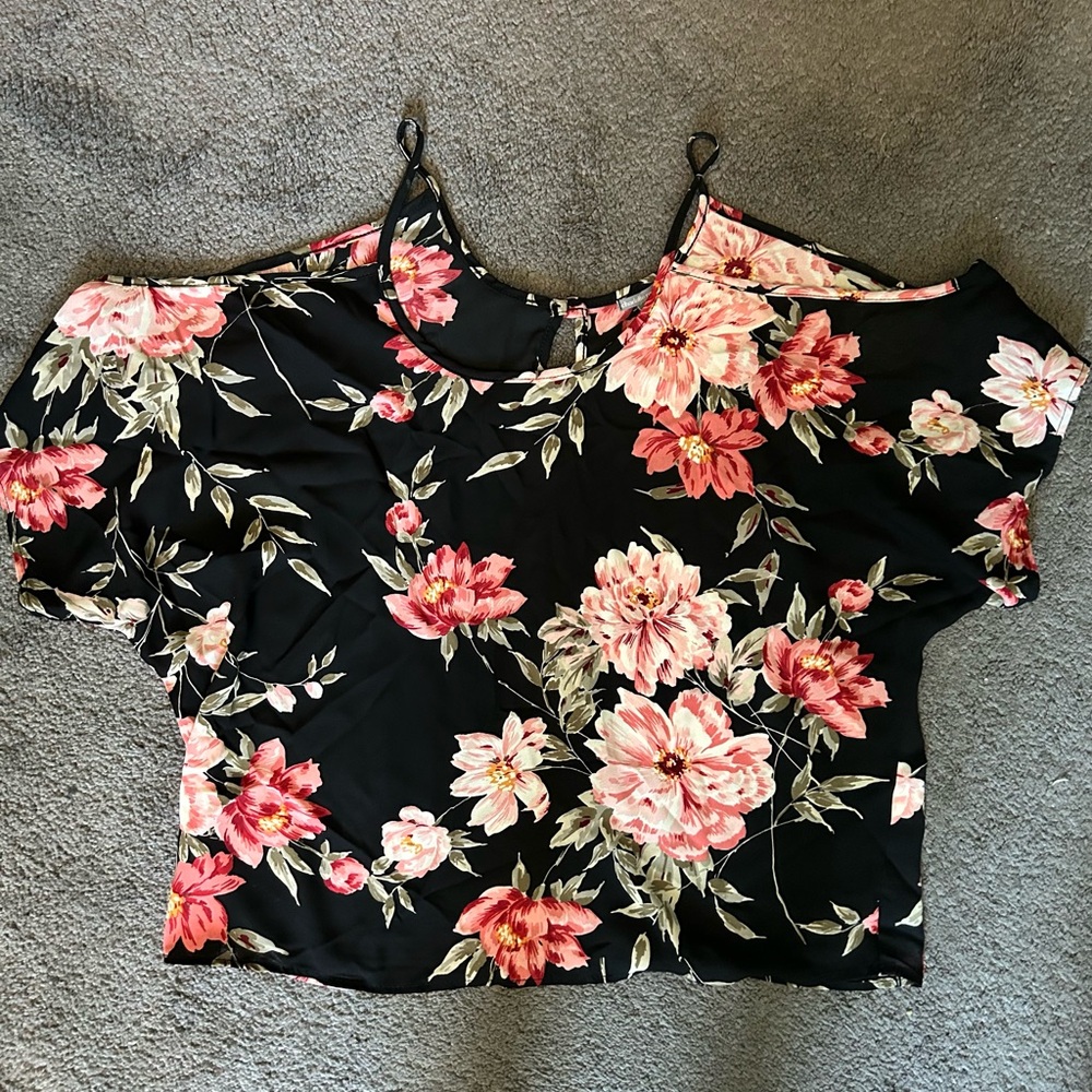 Charlotte Russe Floral Cold Shoulder Blouse
